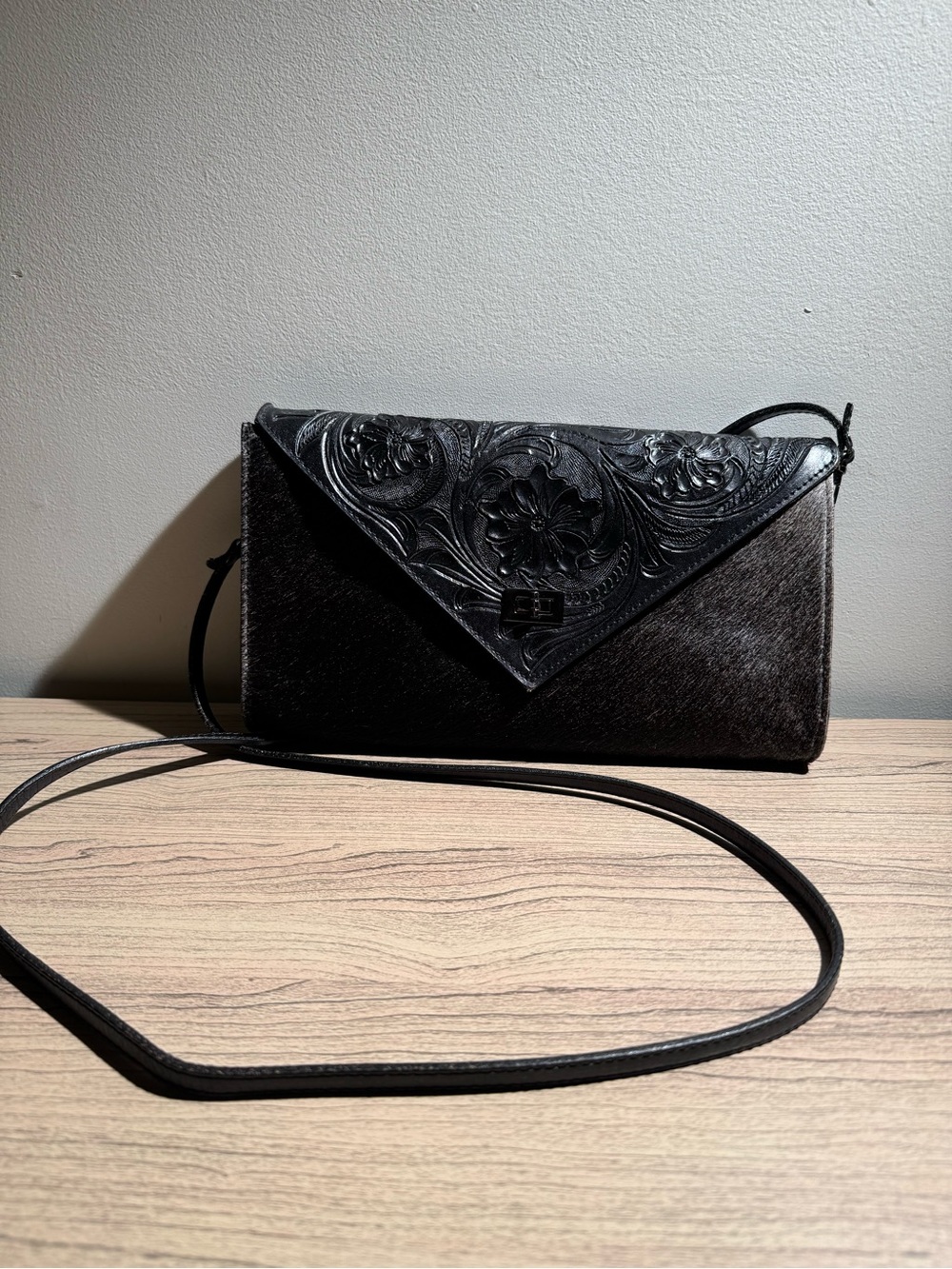 Leather Embossed Bag + Matching Card Holder